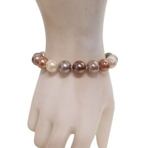 JOIA DE MAJORICA NWT 10MM ROUND  MULTICOLOR FAUX PEARL BRACELET
